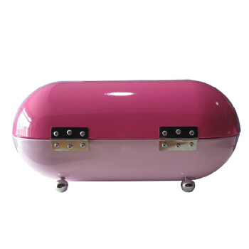 Capsule shape of metal kitchen bread colorful storage box with feet 